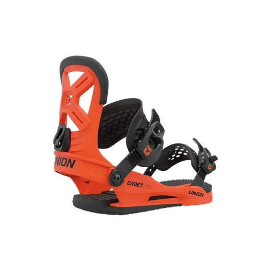 The 2021 Union Cadet Pro Orange Kid's Snowboard Binding