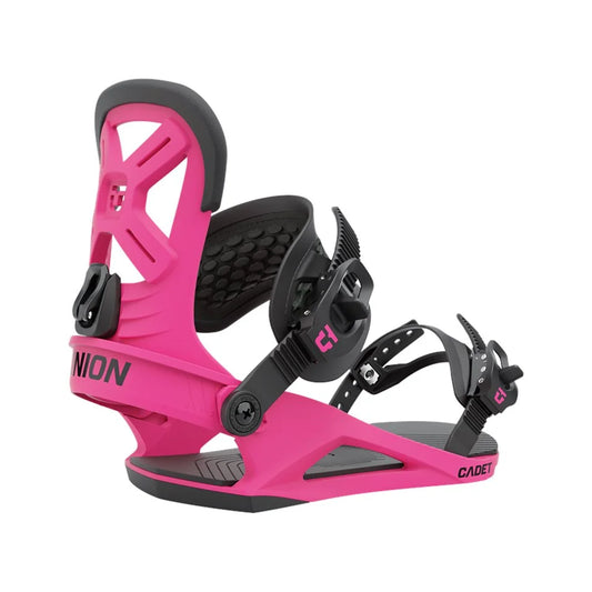 The 2022 Union Cadet Pink Kid's Snowboard Binding