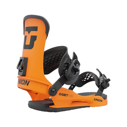 The 2022 Union Cadet Pro Orange Kid's Snowboard Binding