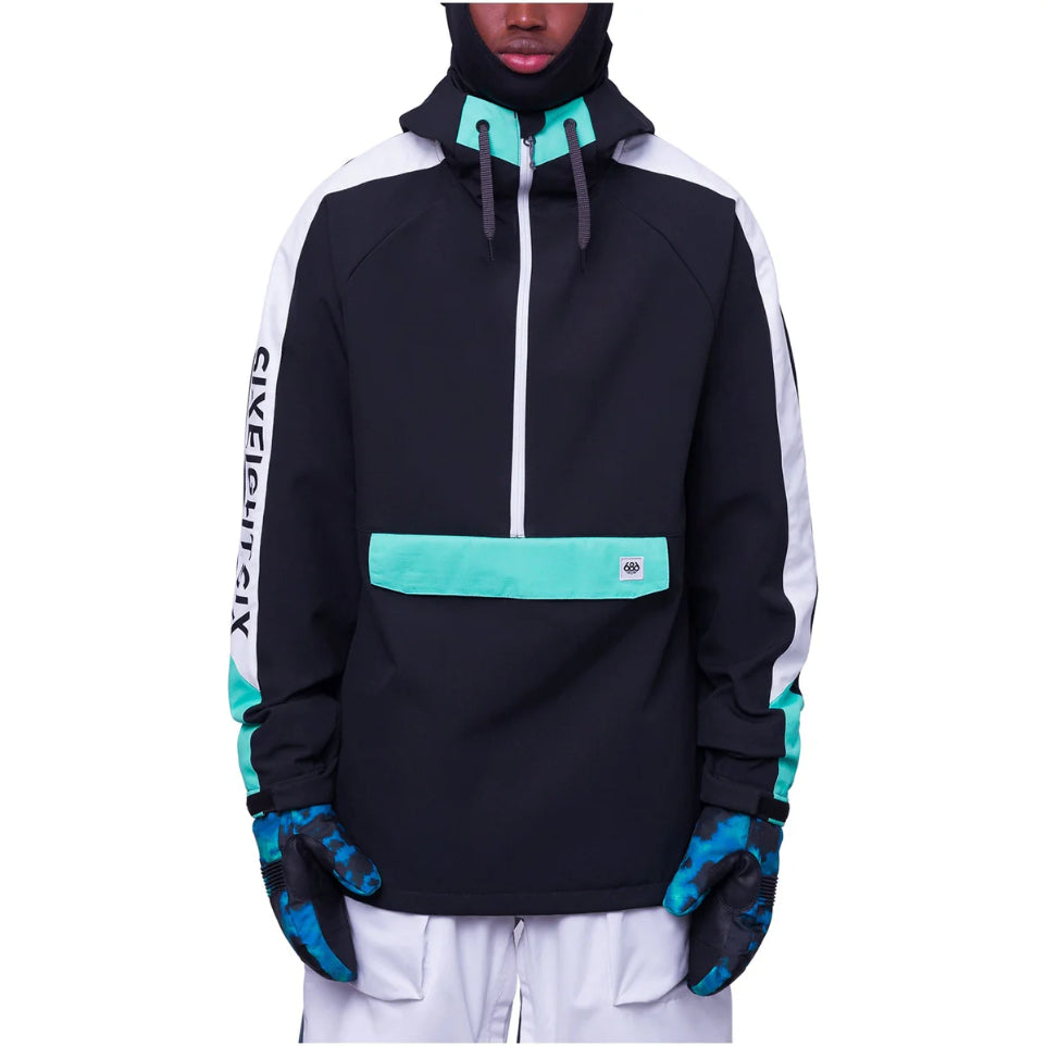 The 2024 686 Men's Waterproof Anorak Black Colourblock
