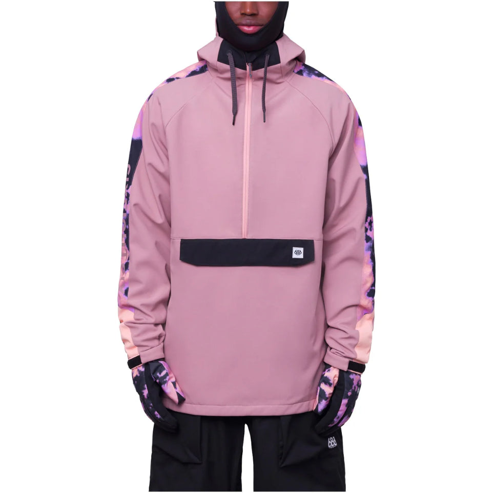 The 2024 686 Men's Waterproof Anorak Dusty Mauve Colourblock