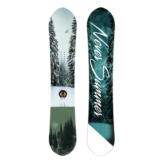 The 2024 Never Summer Lady FR Women's Snowboard in green