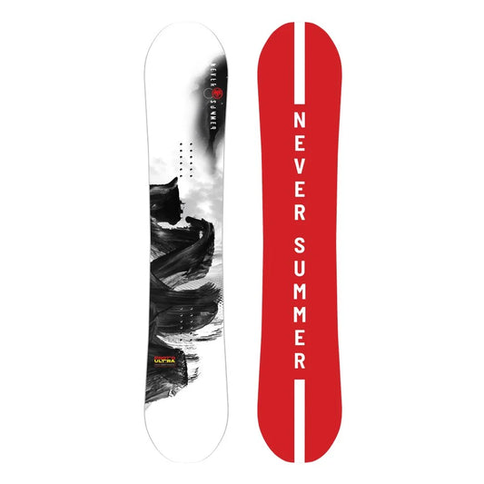 The 2024 Never Summer Proto Ultra Men's Snowboard in white