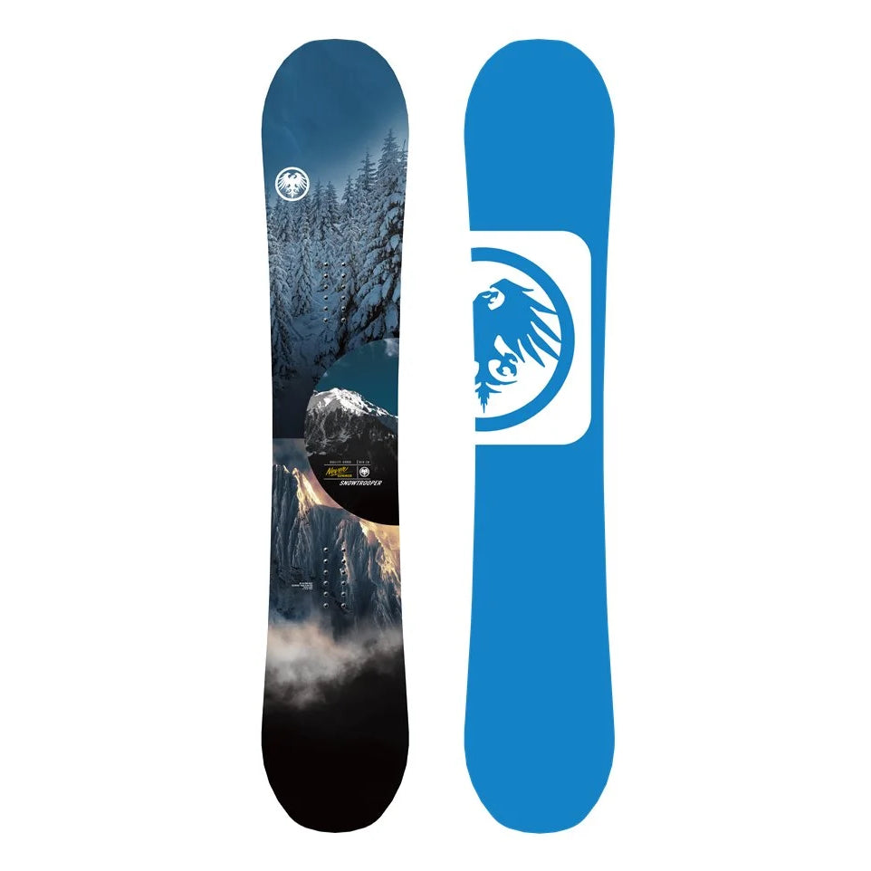 The 2024 Never Summer Snowtrooper Men's Snowboard in blue