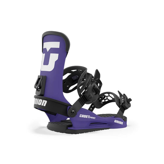 The 2024 Union Cadet Pro Purple Kid's Snowboard Binding