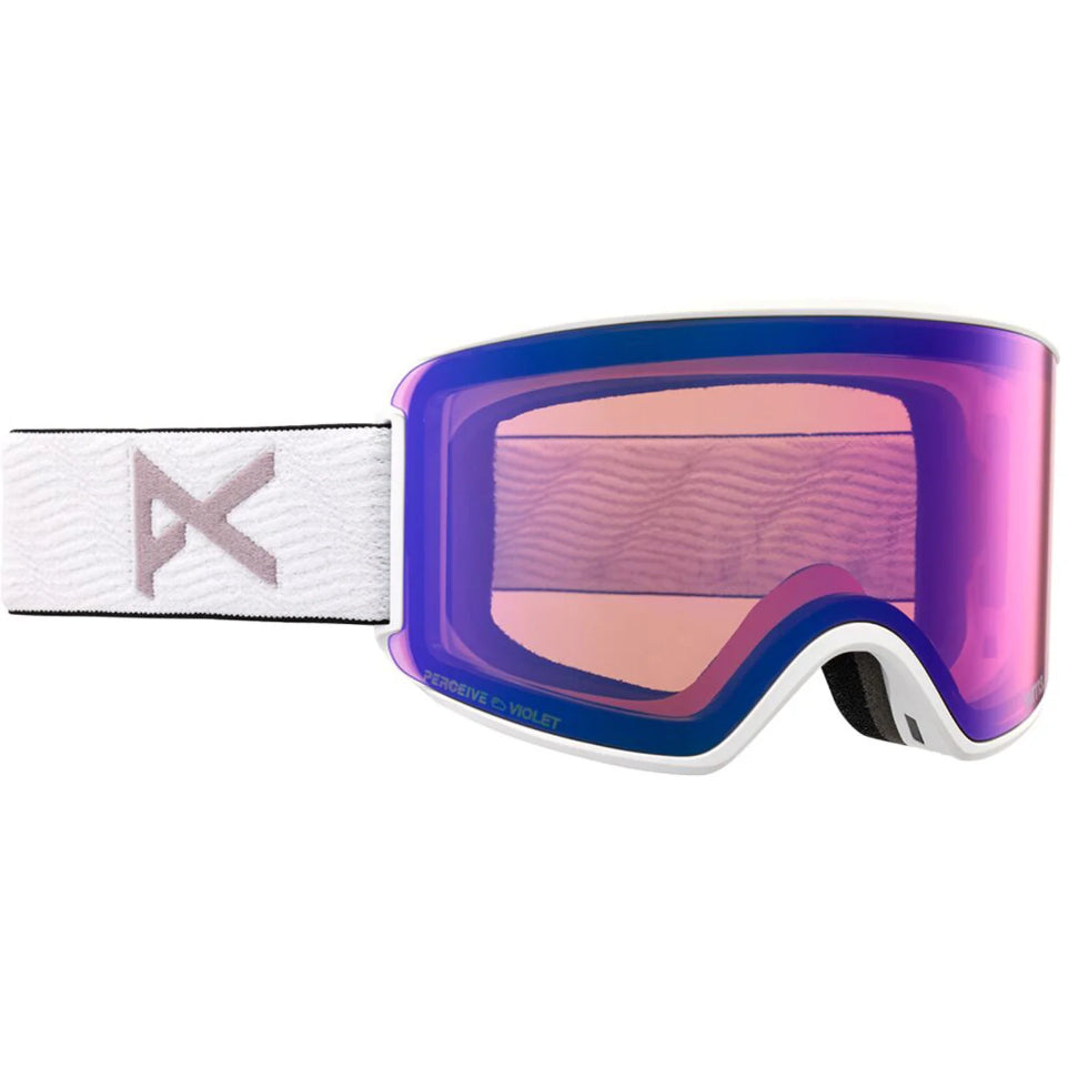The Anon WM3 Goggles, Bonus Lens & MFI Face Mask 2024 in White/ Perceive Variable Violet