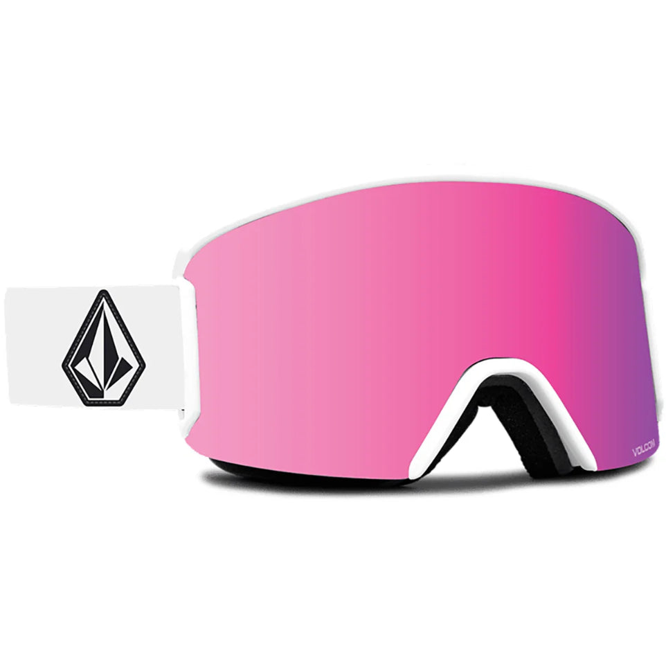 The Volcom Garden Goggles 2024 in Matte White/ Pink Chrome