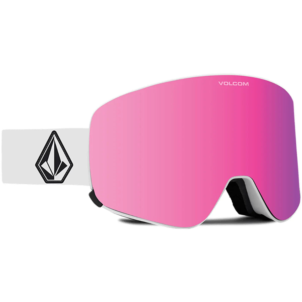 The Volcom Odyssey Goggles 2024 in Matte White/ Pink Chrome