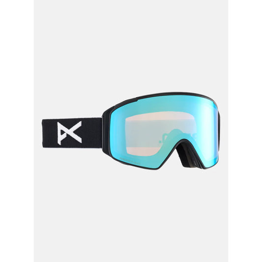 The Anon M4S Cylindrical Goggles, MFI Facemask & Spare Lens 2025 in Black/Perceive Variable Blue & Perceive Cloudy Pink