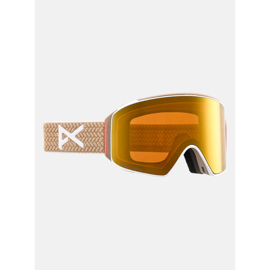 The Anon M4 Cylindrical Goggles, MFI Facemask & Spare Lens 2025 in Summit Taupe/Percive Sunny Bronze & Perceive Cloudy Burst