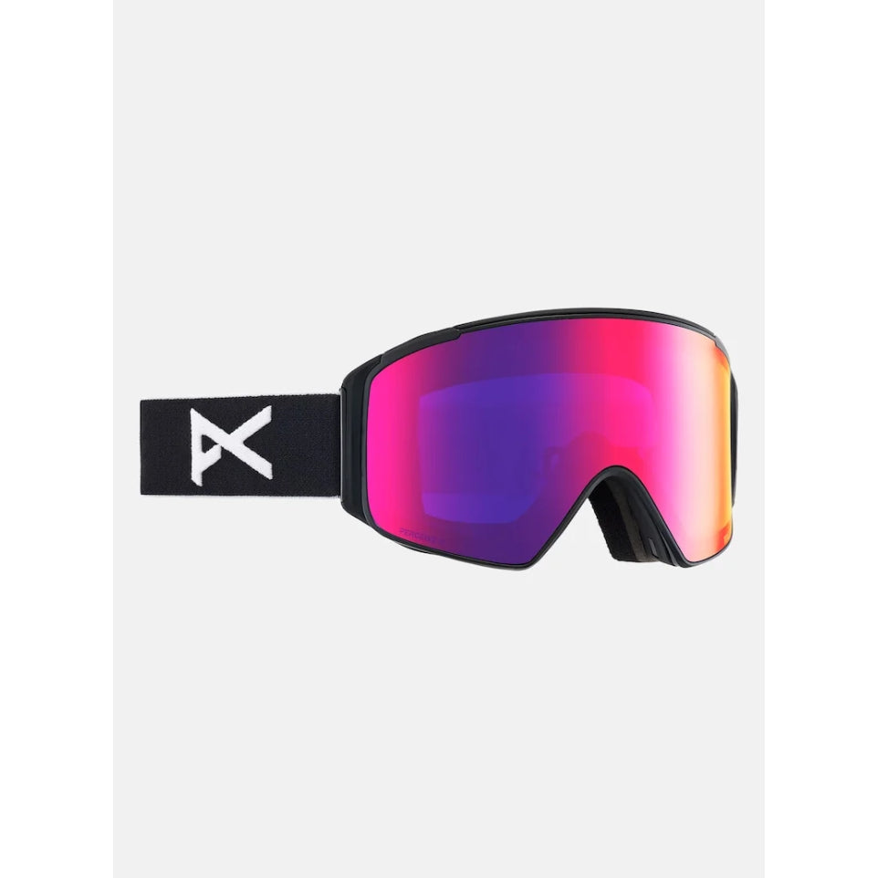 The Anon M4 Cylindrical Low Bridge Goggles, MFI Facemask & Spare Lens 2025 in Black/Perceive Sunny Red  Perceive Cloudy Burst