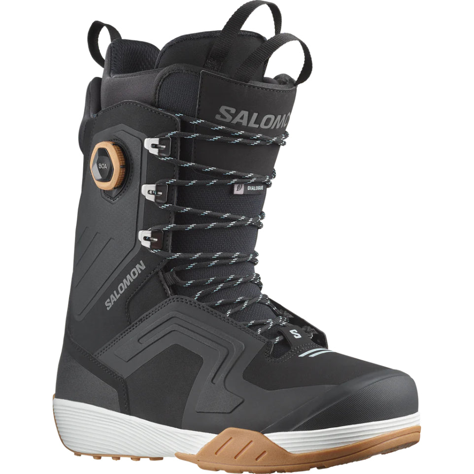 The Salomon Dialogue Lace SJ Boa Men's Snowboard Boots 2025 in Black/Black/White