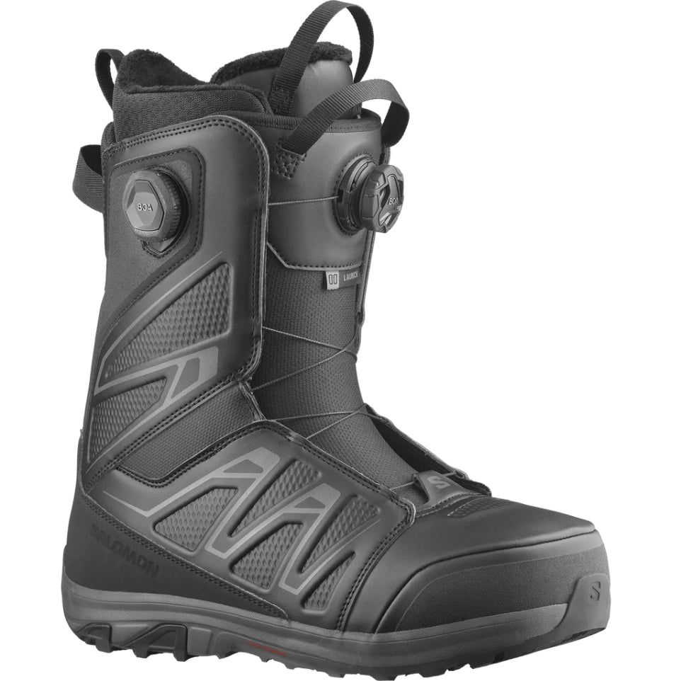 The Salomon Launch Boa SJ Boa Men's Snowboard Boots 2025 in Black/Black/Black