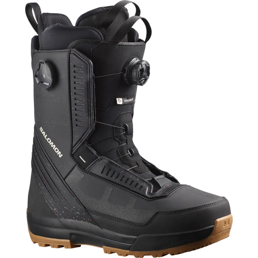 The Salomon Malamute Dual Boa Men's Snowboard Boots 2025 in Black/Black/Black