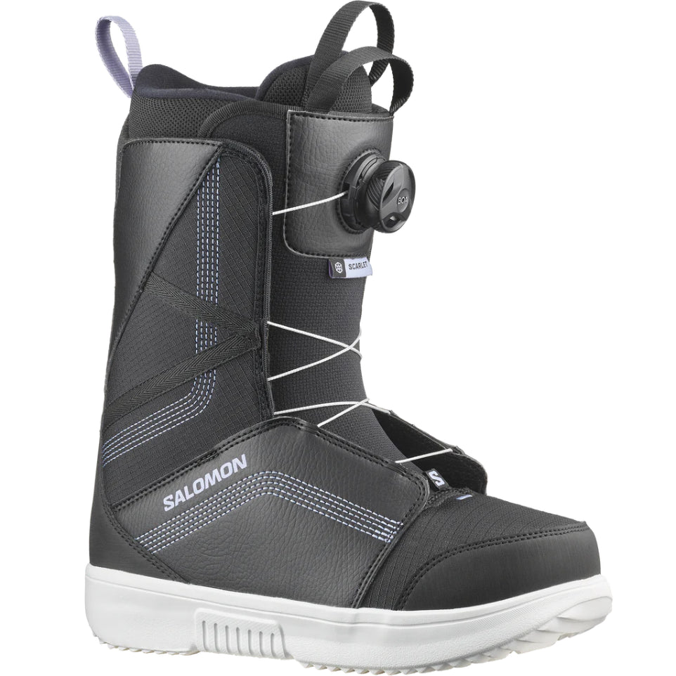 The Salomon Scarlet Boa Women's Snowboard Boots 2025 in Black/Black/Persian Violet