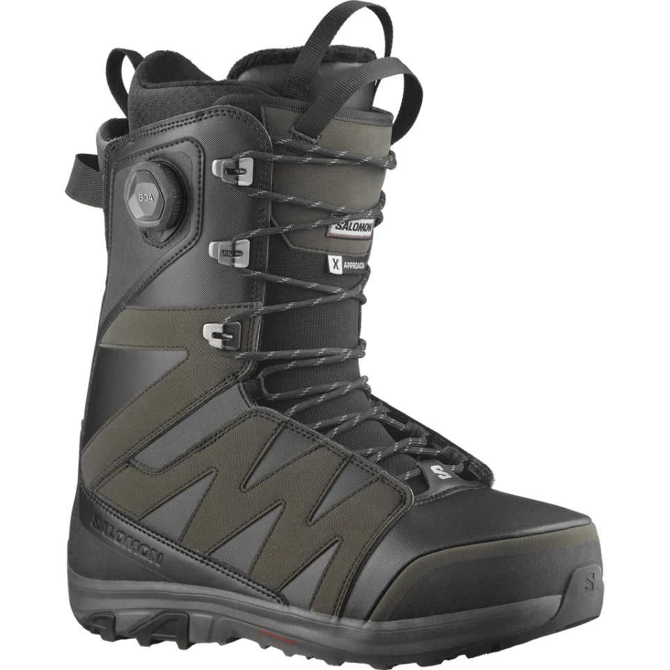 The Salomon x Approach Lace SJ Boa Men's Snowboard Boots 2025 in Black/Black/Black