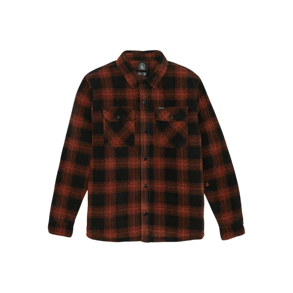 The Volcom Bowered Men's Fleece Long Sleeve 2025 in Burnt Sienna/BRT