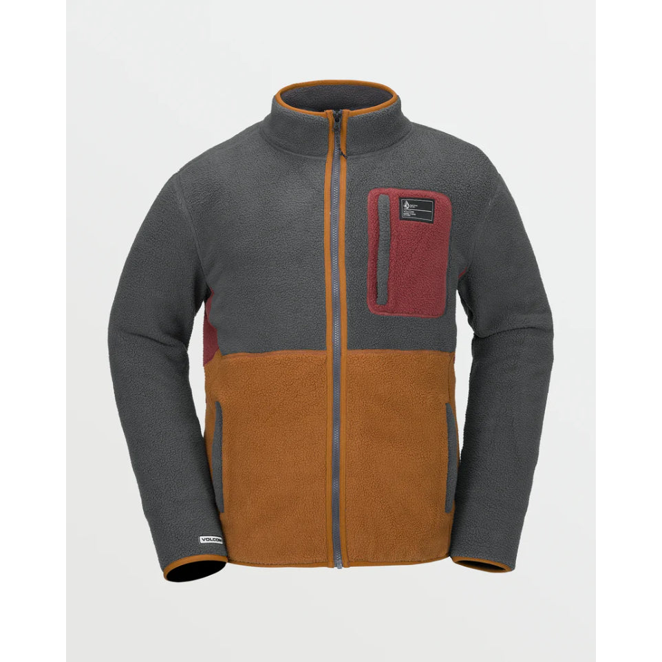 The Volcom Fleecer Men's Full Zip Jacket 2025 in Charcoal