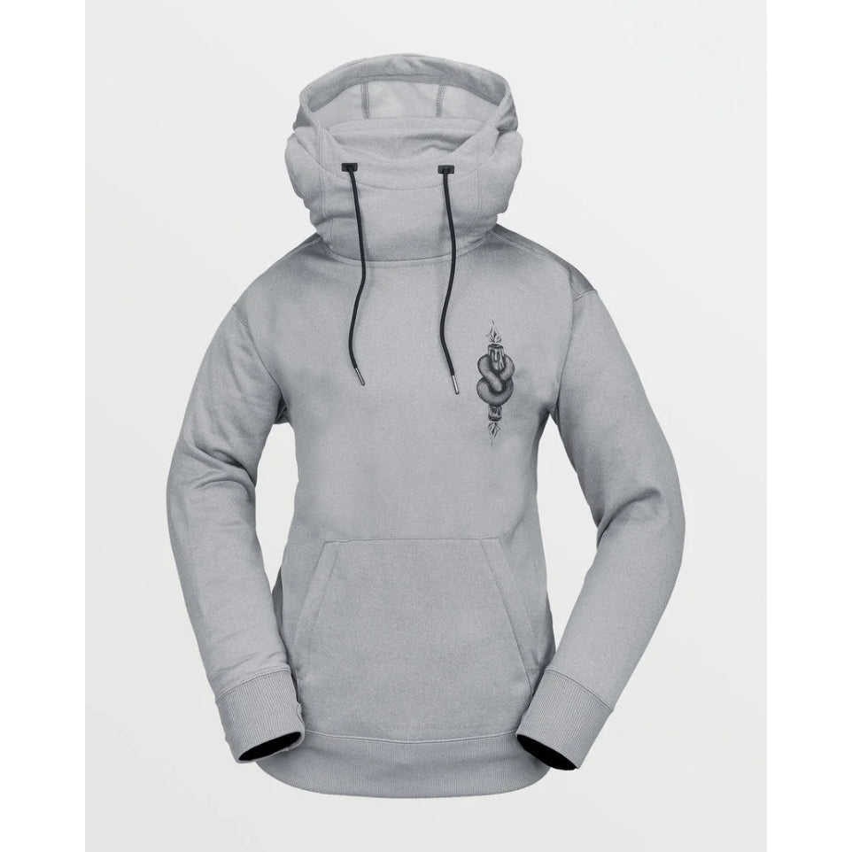 The Volcom Riding Hydro Women's Hoodie 2025 in Heather Grey