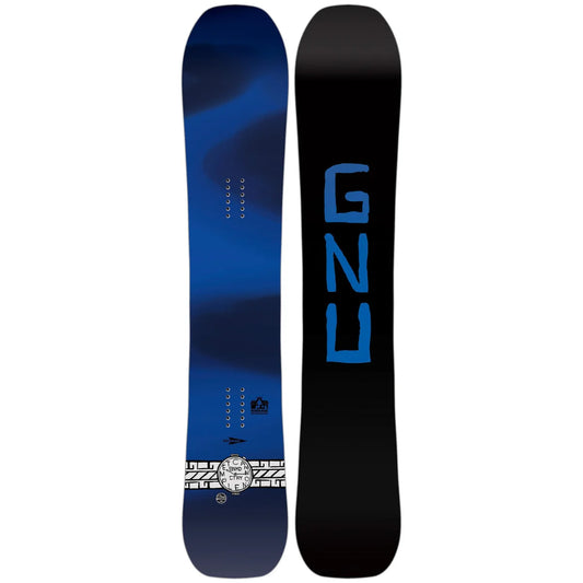 The 2026 Gnu Banked Country Men's Snowboard in blue