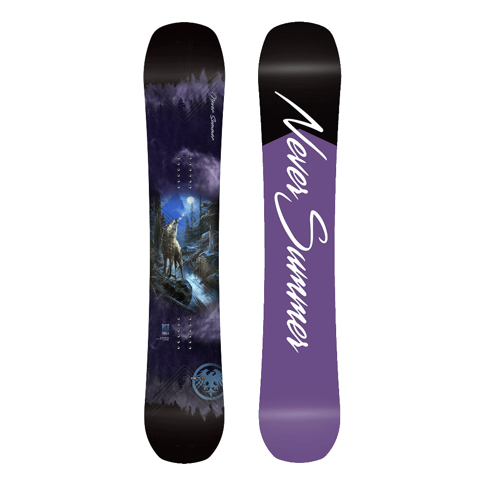 The 2026 Never Summer Proto T3 FR Women's Snowboard in purple