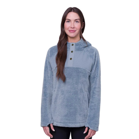The 686 Hemlock Sherpa Fleece Women's Hoody 2024 in Steel Blue 1