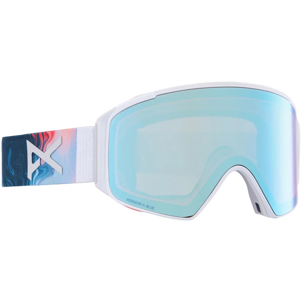 The Anon M4S Cylindrical Goggles, Bonus Lens & MFI Facemask 2023 in Ripple Perceive Variable Blue