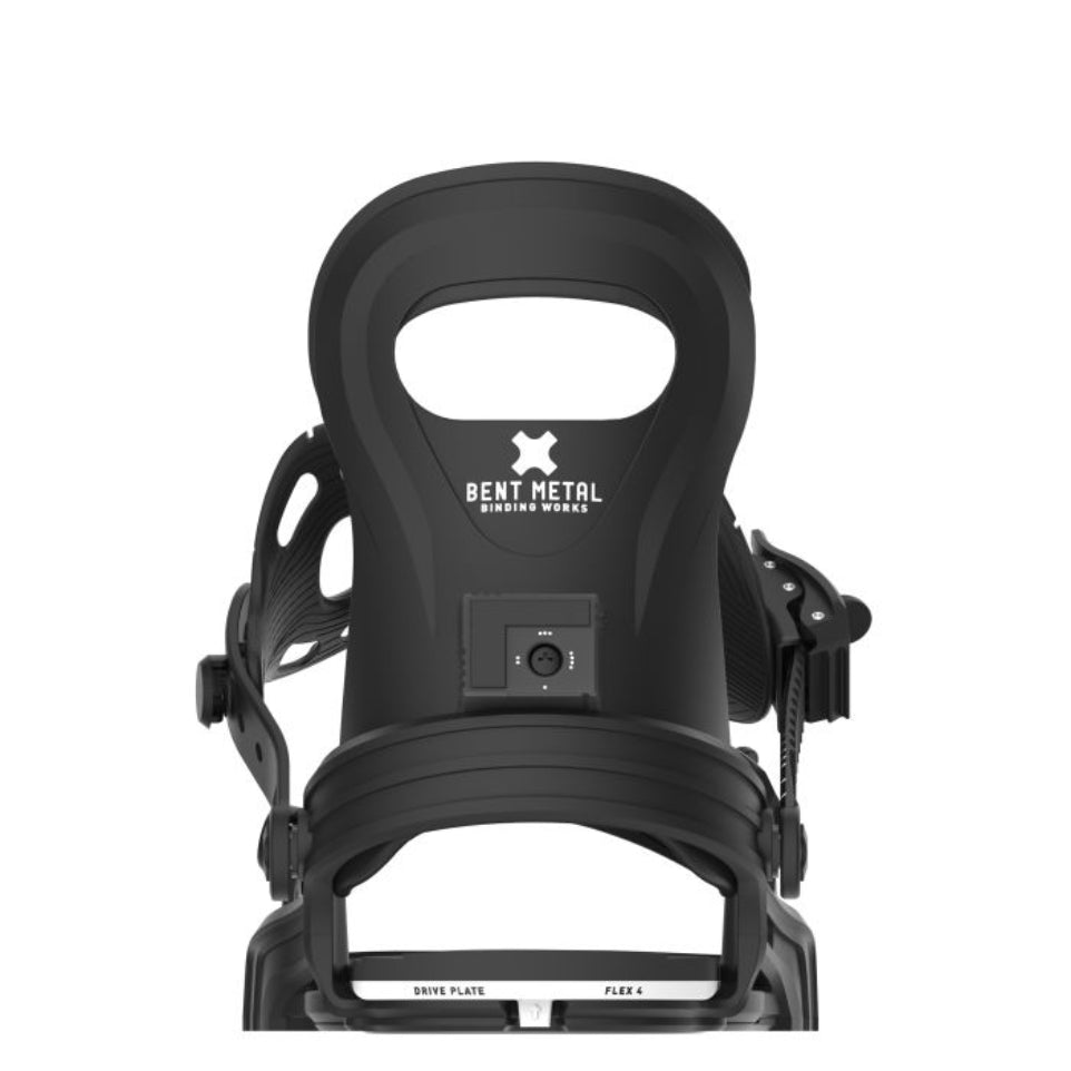The Bent Metal BMX Youth Snowboard Bindings 2025 in Black Back