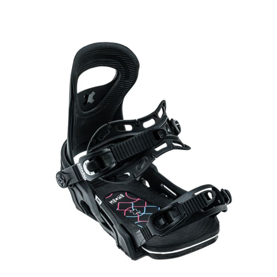 The Bent Metal BMX Youth Snowboard Bindings 2025 in Black Front