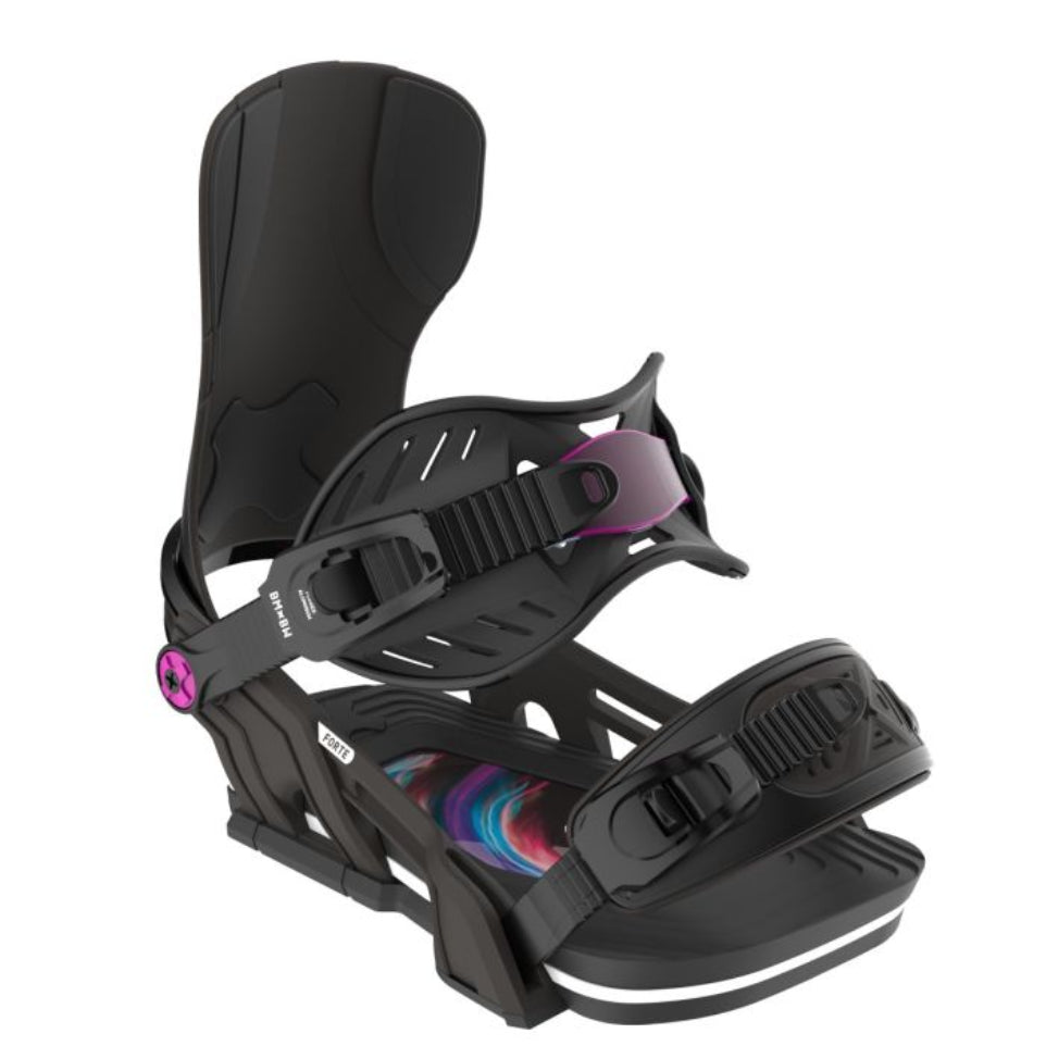 The Bent Metal Forte Women's Snowboard Bindings 2025 in Black Front