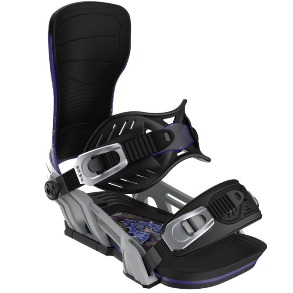 The Bent Metal Transfer Men's Snowboard Bindings 2025 in Grey Purple Front