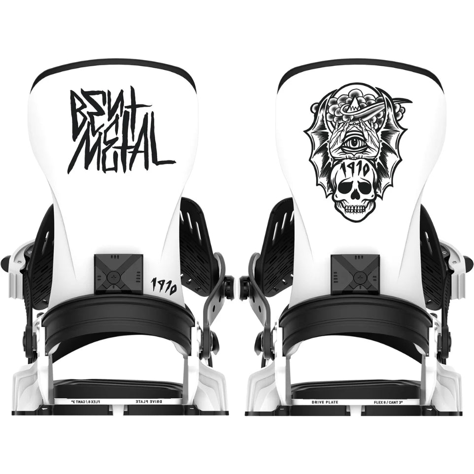 The Bent Metal Transfer Men's Snowboard Bindings 2025 in White Back
