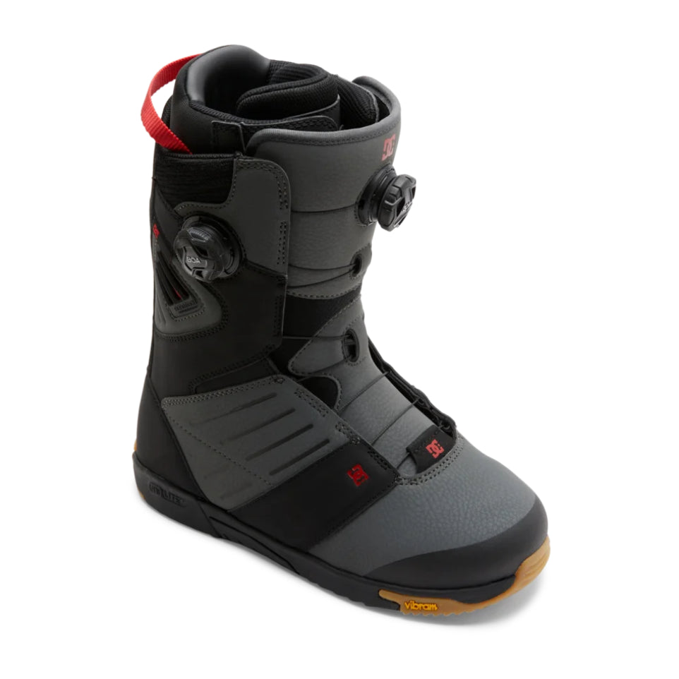 The DC Judge Men's Snowboard Boots 2025 in Black Grey Red