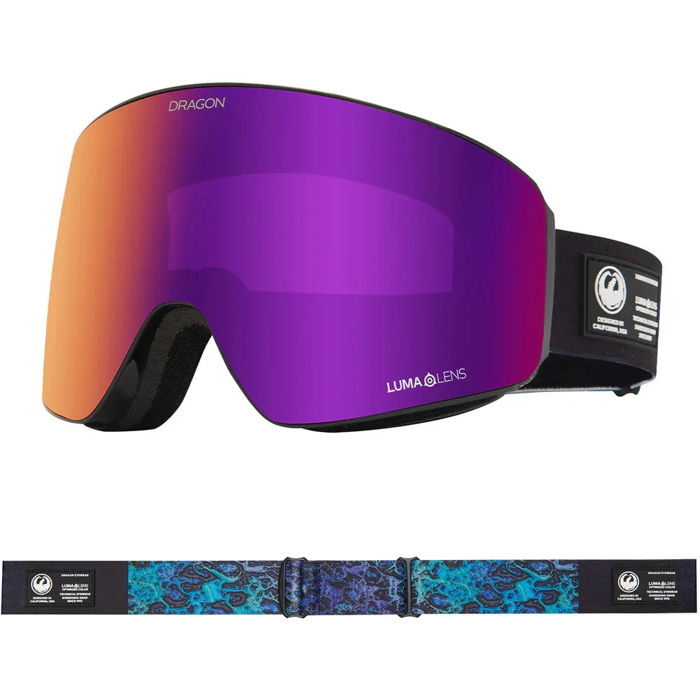 The Dragon PXV2 Goggles 2023 in Black Pearl Goggle Lumalens Purple Ion & Lumalens Amber