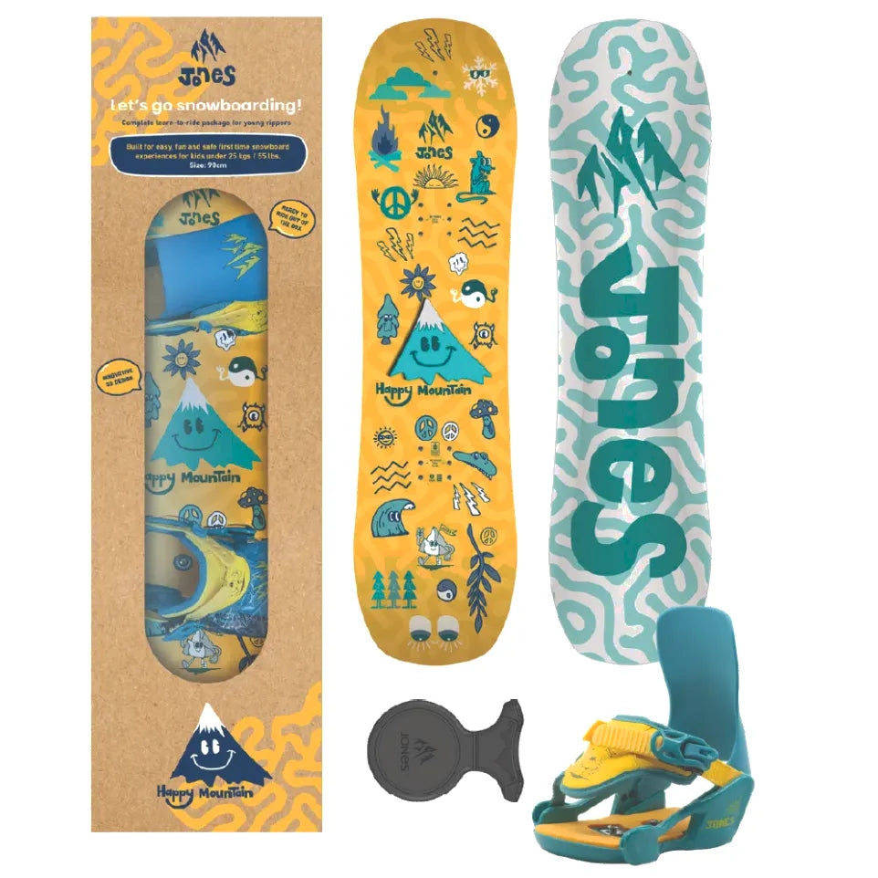 The Jones Happy Mountain Kid's Package Snowboard in Yellow
