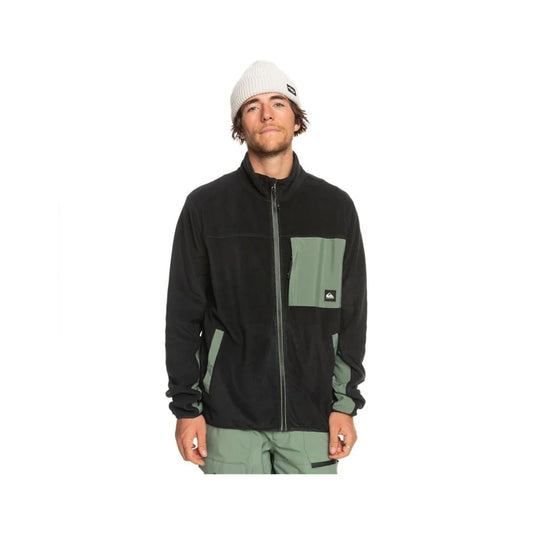 The Quiksilver Peak Point FZ Fleece 2024 in black and green