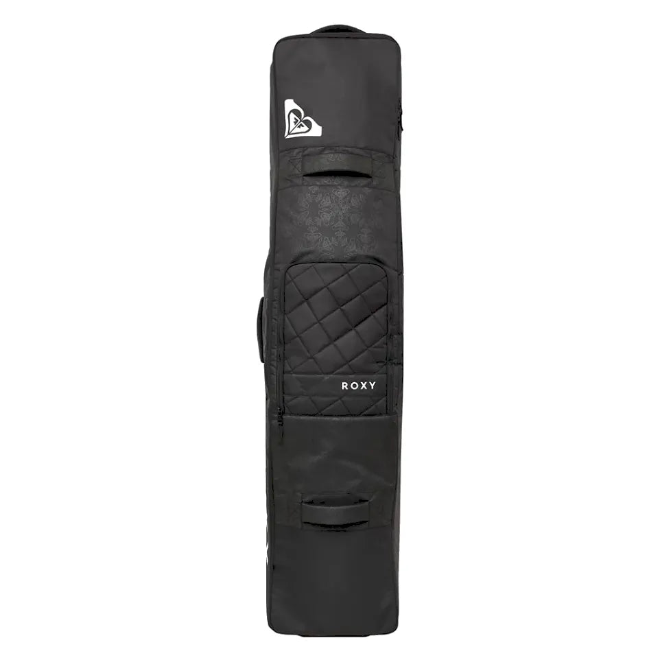 The Roxy Vermont Snowboard Wheelie Bag 2026 in True Black Snowflake Emboss