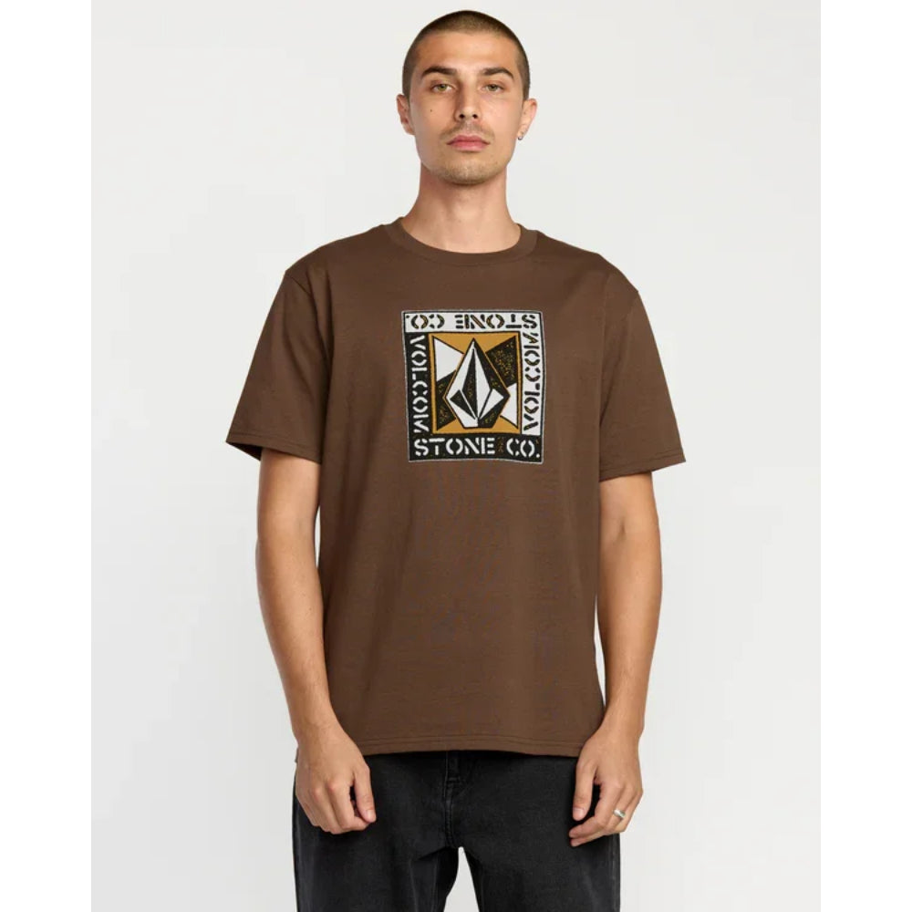 The Volcom Angle Iron Men's Short Sleeve T-Shirt in Brown Stone