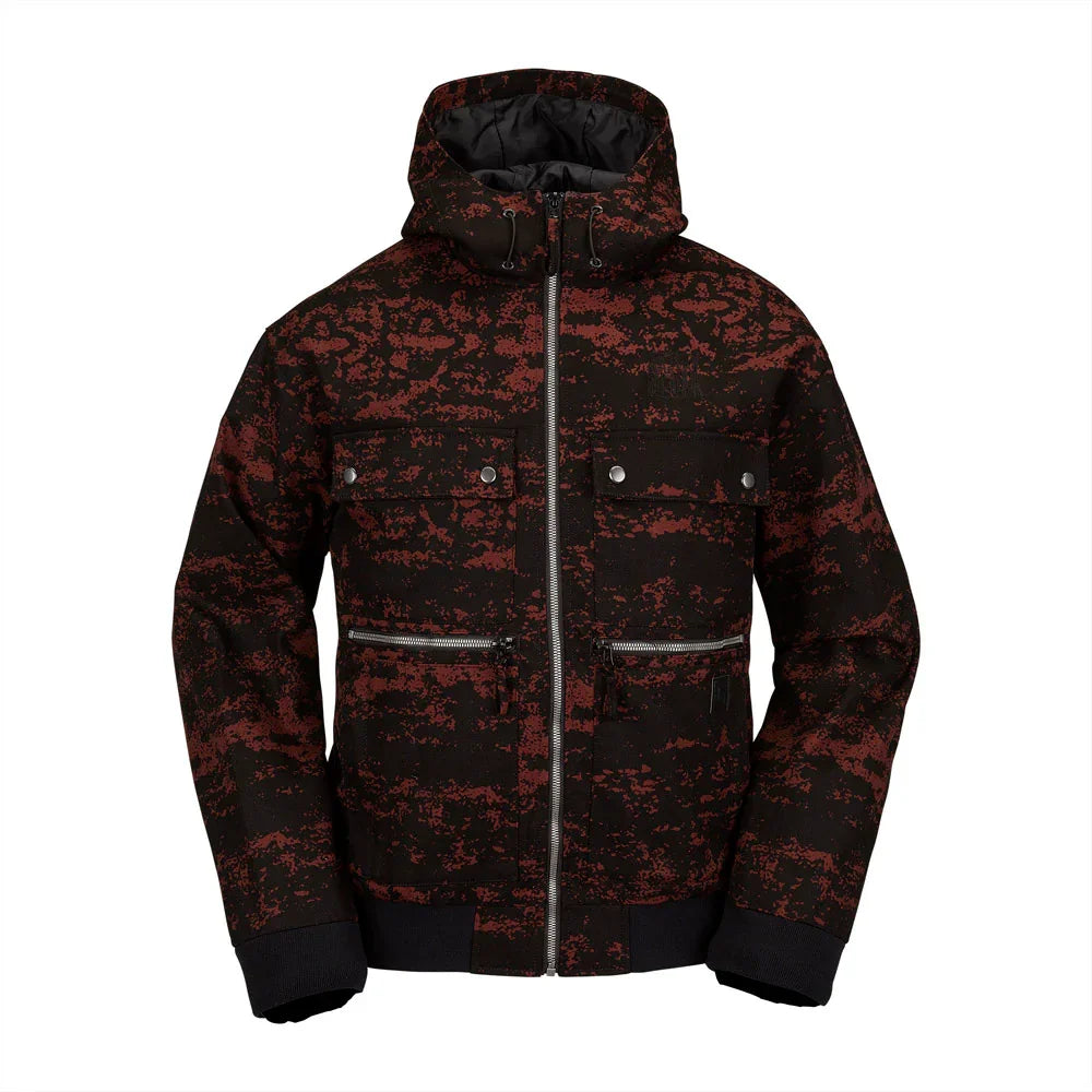 The Volcom Dustbox Men's Jacket 2024 in Maroon Camo 1