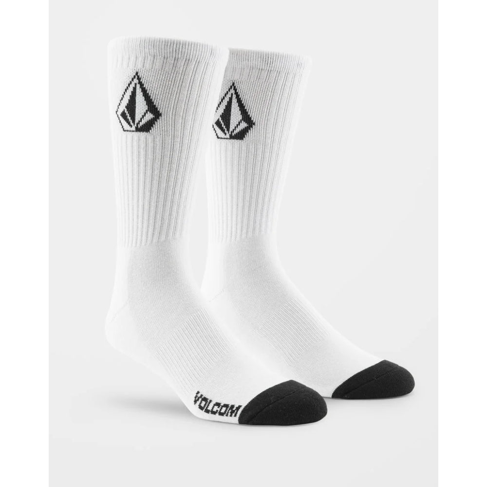 The Volcom Full Stone Sock 3PK in White