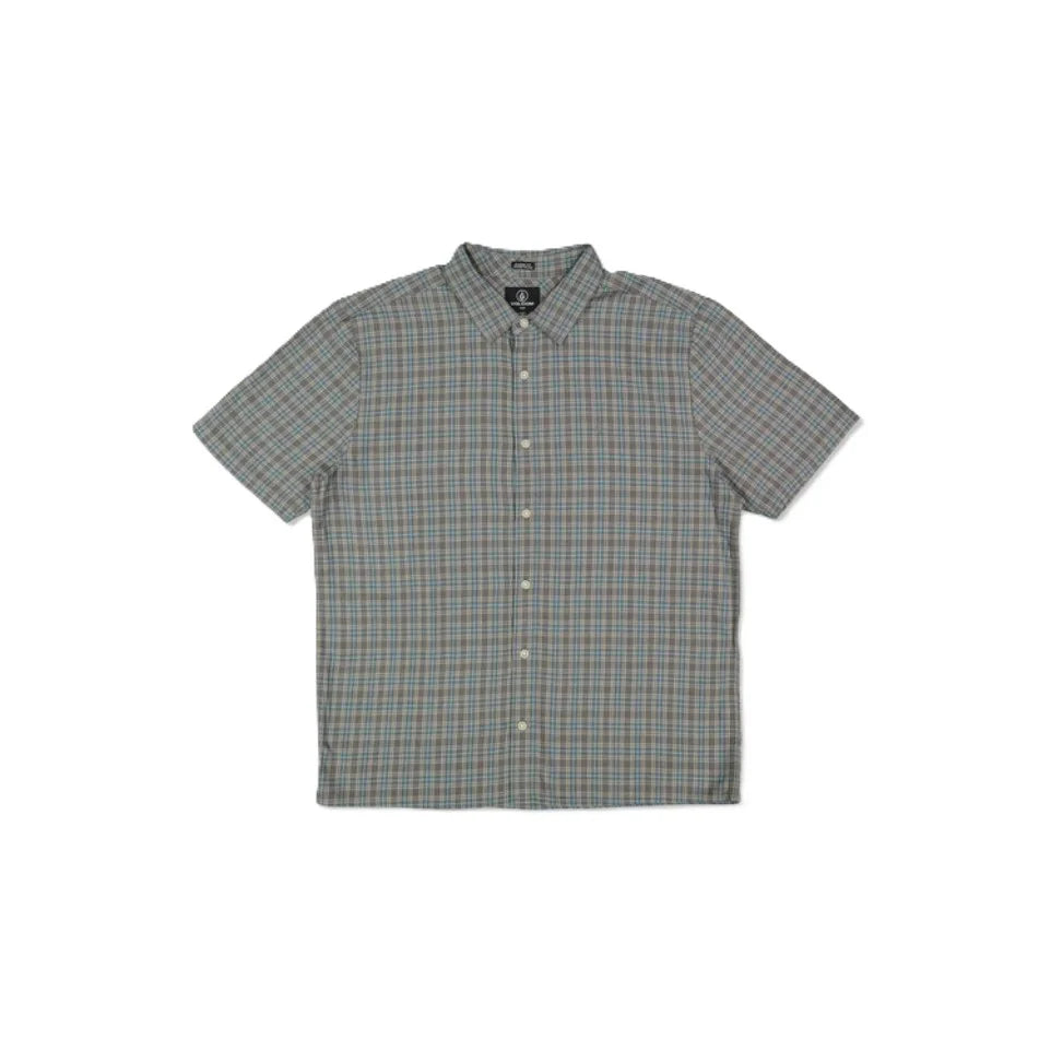 The Volcom Lynnfield Short Sleeve Men's Shirt in Pewter