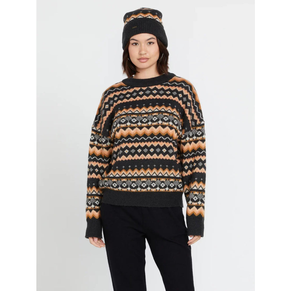 The Volcom Not Fairisle Women's Sweater 2024 in Vintage Black