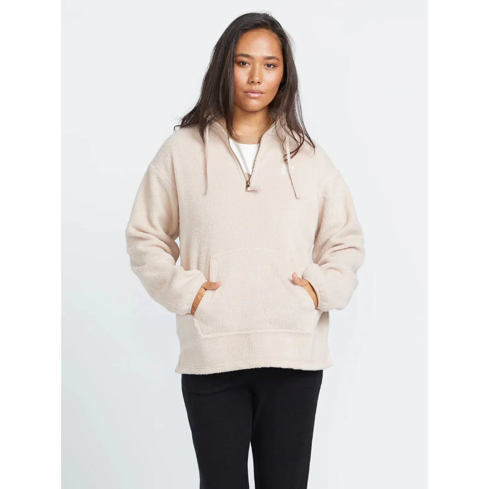 The Volcom Pheelin Phresh Mock Neck Women's Hoodie 2024 in Mushroom 2