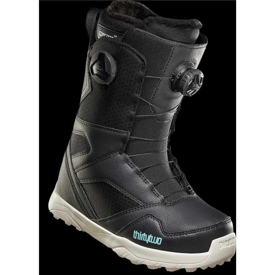 The 2023 ThirtyTwo STW Double Boa Black Women's Snowboard Boot
