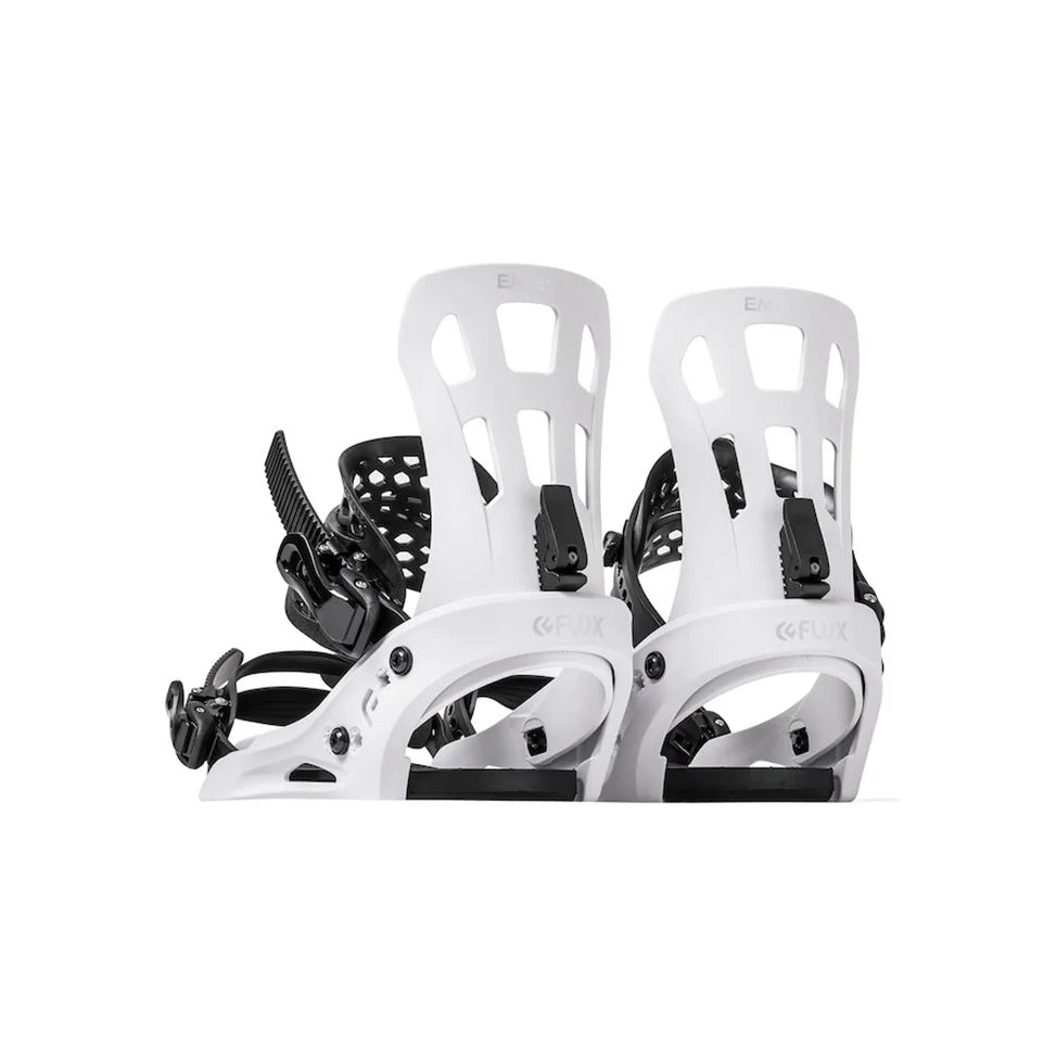 The 2024 Flux EM White Men's Snowboard Binding