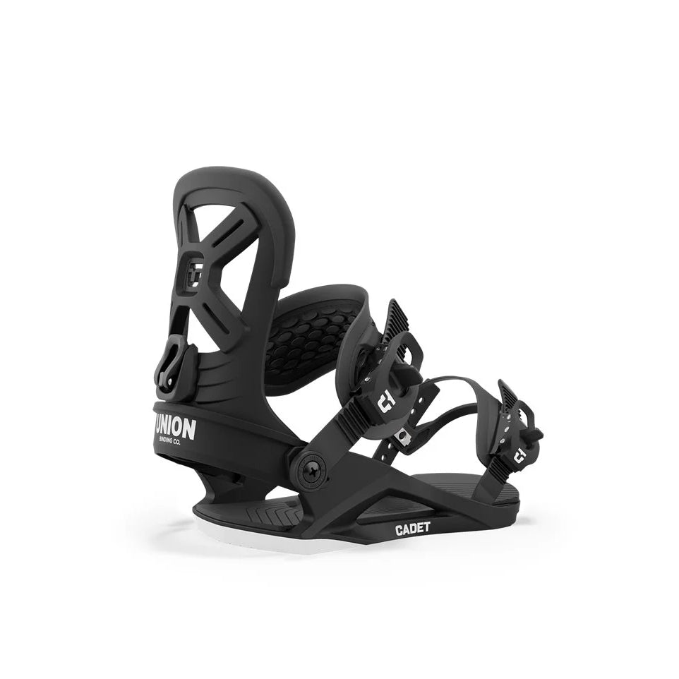 The 2024 Union Cadet Black Kid's Snowboard Binding