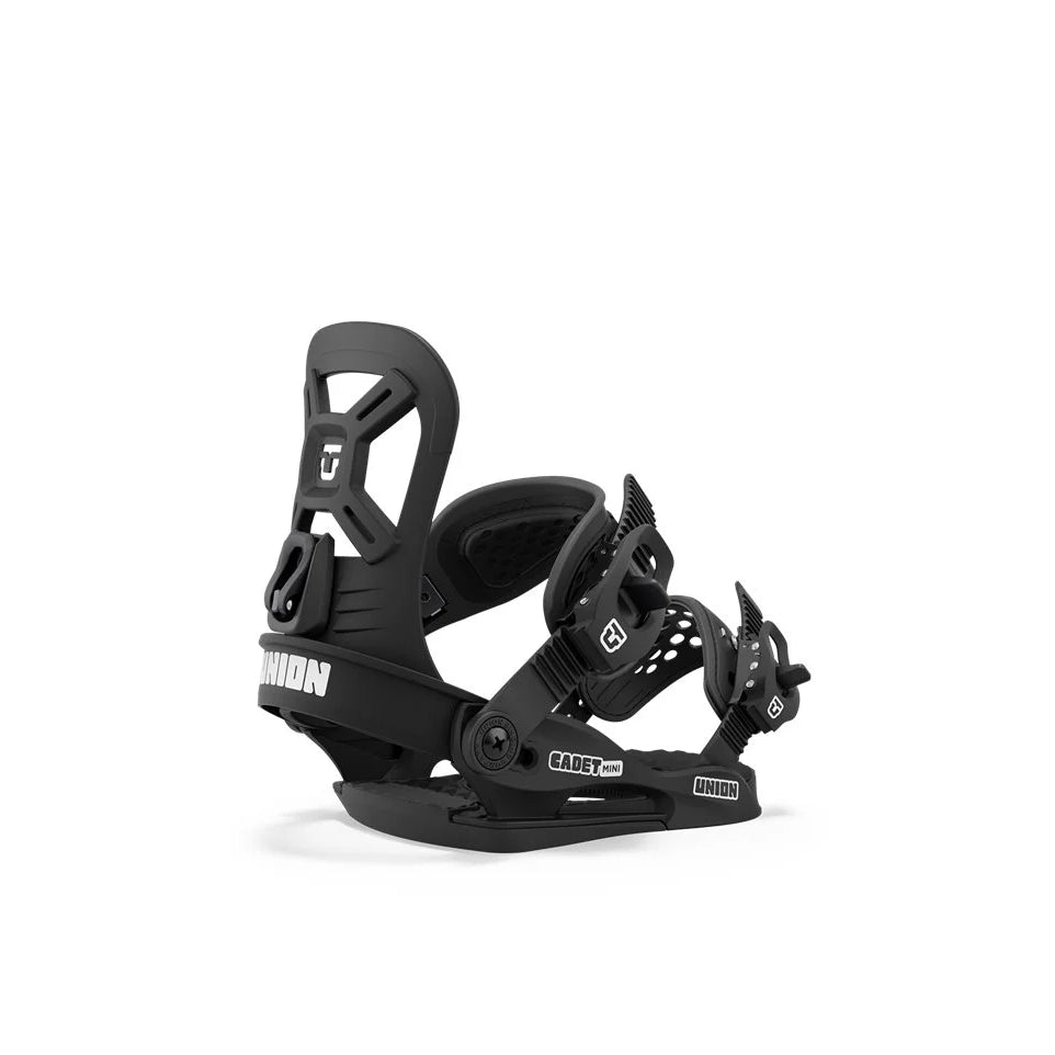 The 2024 Union Cadet Mini Black Kid's Snowboard Binding