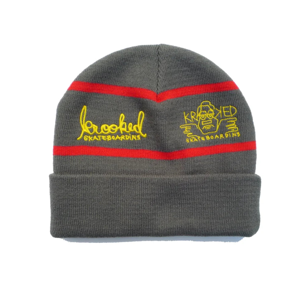 The Krooked Naskar Beanie 2024 in Charcoal/Red/Yellow