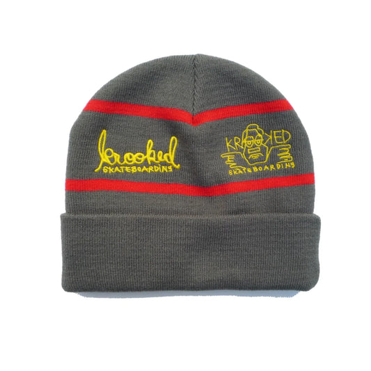 The Krooked Naskar Beanie 2024 in Charcoal/Red/Yellow