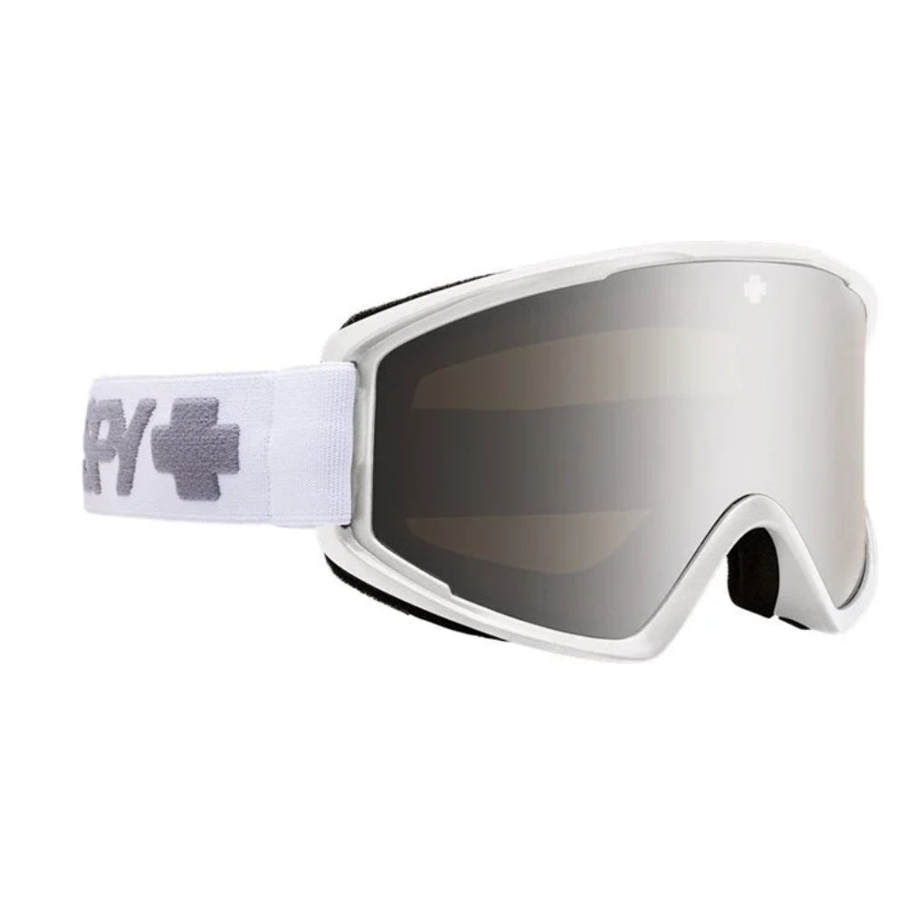 The SPY Crusher Elite Goggles 2024 in Matte White/ Happy Lens HD Bronze Silver Spectra Mirror
